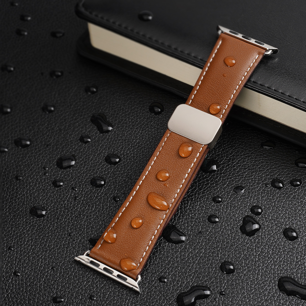 Ремешок из натуральной кожи коричневого цвета от Dux Ducis для смарт часов Apple Watch 42, 44, 45, 46, 49мм, серия YA Series
