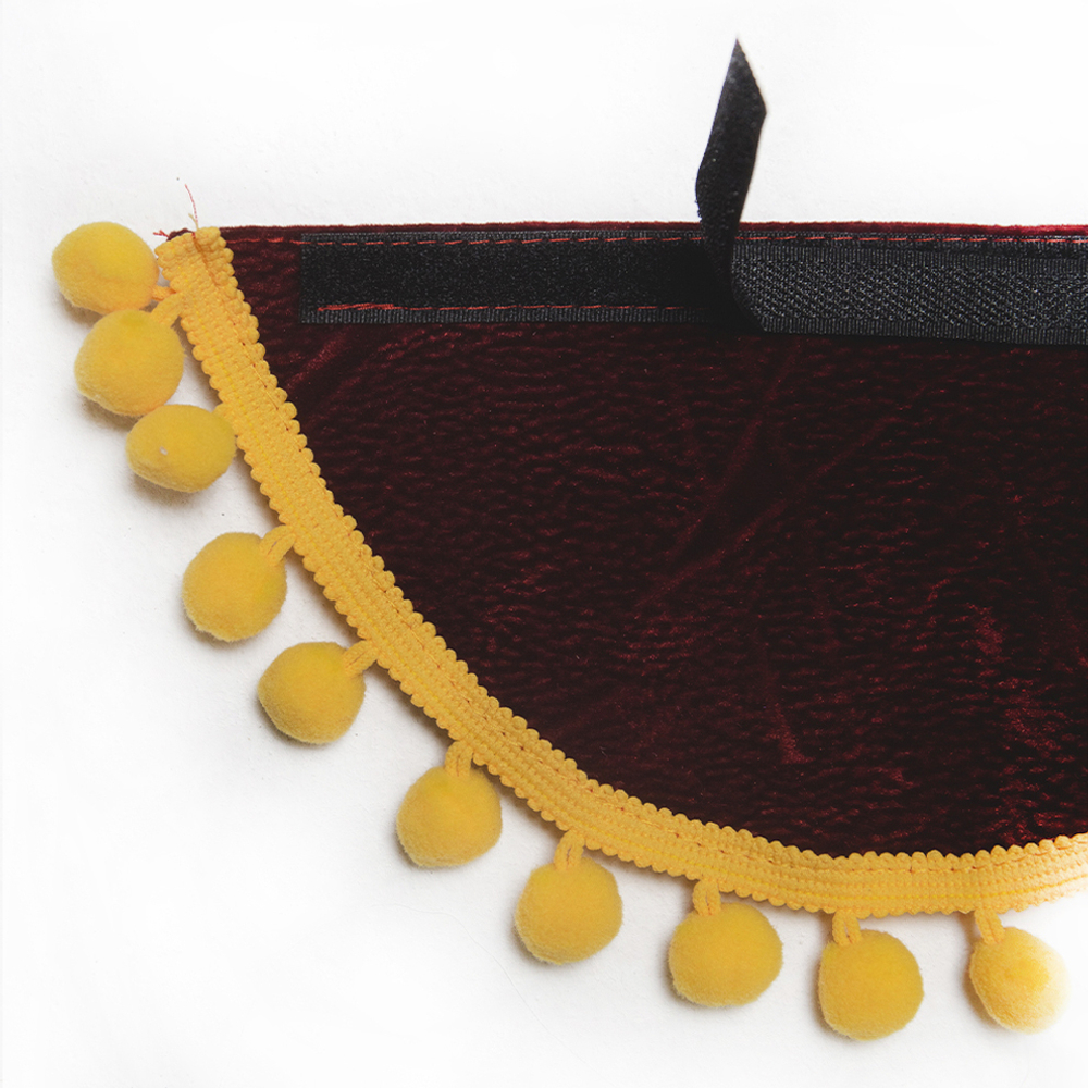 Ламбрекен с косынками Fuso (флок, бордовый, желтые шарики)