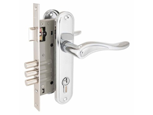 Замок врезной 102/3 CP хром с ручкой Аллюр (12шт/уп)