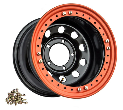 Диск усиленный УАЗ стальной черный 5x139,7 8xR16 d110 ET-19 с бедлоком (оранжевый)