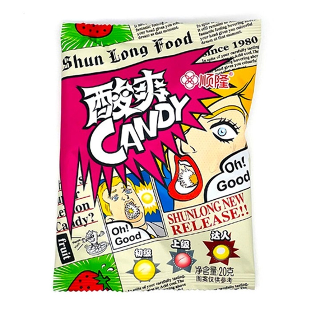 Кислые леденцы Candy Shunlong Клубника 20г 20шт