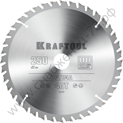 KRAFTOOL Optima 250х32мм 40Т, диск пильный по дереву