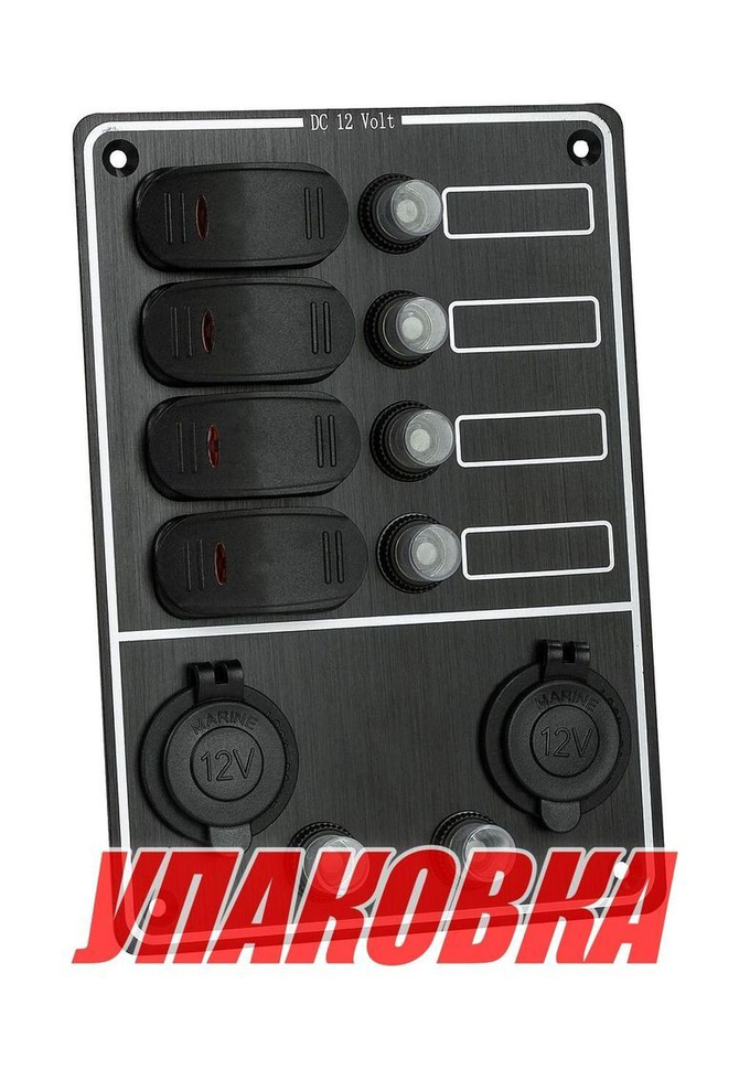 Панель бортового питания, 4 переключателя, 2 разьёма прикуривателя, индикация, автоматы (упаковка из 6 шт.)