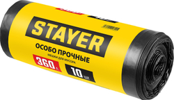 STAYER HEAVY DUTY, 360 л, 10 шт, черные, особопрочные, строительные мусорные мешки (39157-360)