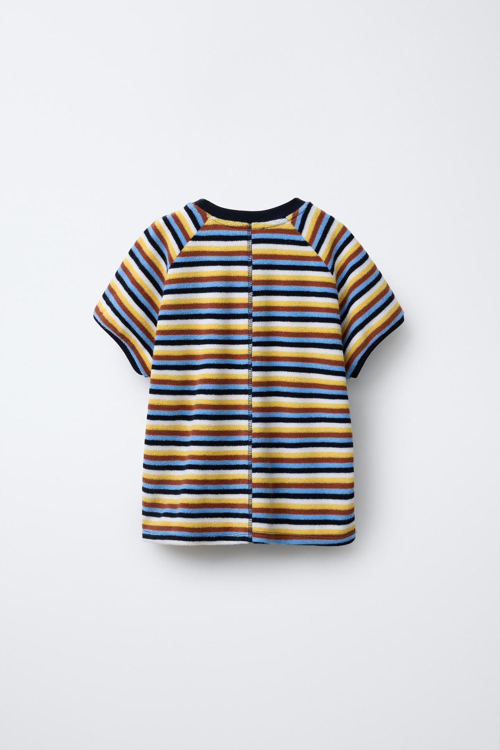 ZARA ФУТБОЛКА ИЗ МАХРОВОЙ ТКАНИ В ПОЛОСКУ, ЖЕЛТЫЙ