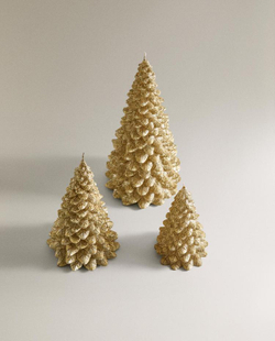 ZARA HOME СВЕЧА «ЕЛОЧКА» С ОТДЕЛКОЙ БЛЕСТКАМИ, ЗОЛОТОЙ