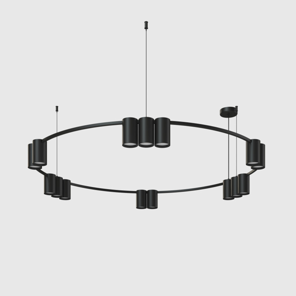 DK4067-BK Подвесной светильник ORBIT, IP20, 15xGU10 LED до 15 Вт, черный матовый, алюминий