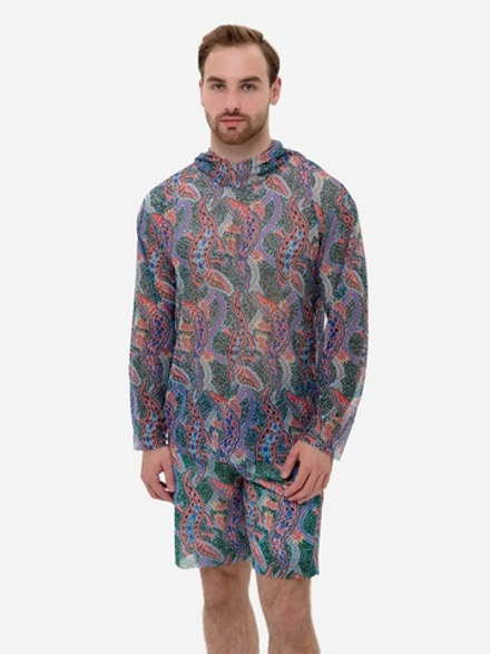 Футболка мужская с капюшоном "Крокодил мультиколор"