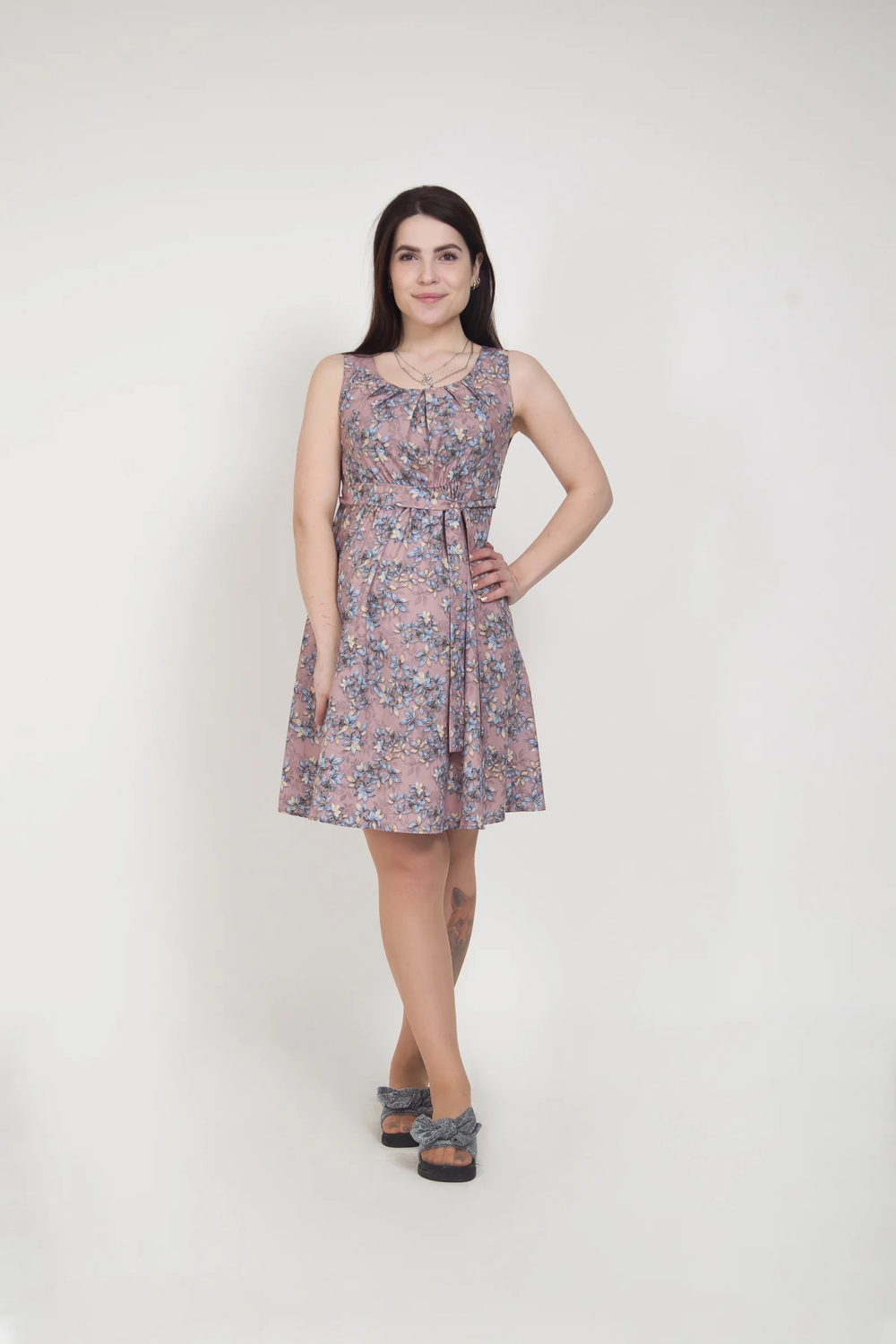 Платье для беременных без рукавов с поясом летнее из 60% вискозы на размер 42