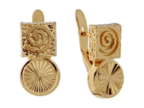 "Микрочип" серьги в золотом покрытии из коллекции "Открытие" от Jenavi  с английским замком