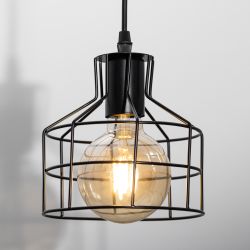 Светильник подвесной ЭРА PL9 BK под лампу E27 высота плафона 230мм подвеса 800мм черный