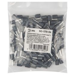 Наконечник-гильза НШВИ ЭРА NO-570-04 Е4009 4мм2 с изолированным фланцем серый упаковка 100 шт | Наконечники слаботочные