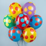 Шар (12''/30 см) Разноцветные точки, Ассорти, пастель, 5 ст, 25 шт.