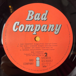 Винтажная виниловая пластинка LP Bad Company (Japan 1974) (Obi) ILS-80057