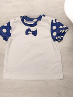 ФКБ Футболка ясельная с бантиком кулирка белый/горох на синем (86)