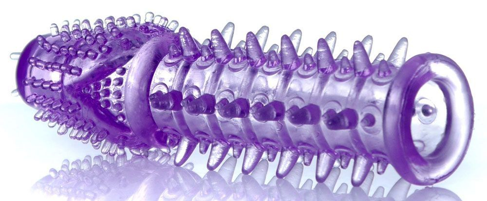 Фиолетовая закрытая насадка на пенис - 13,5 см. (Цвет: сиреневый)