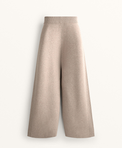 OYSHO Широкие трикотажные брюки с резинкой по бокам, серо-коричневый