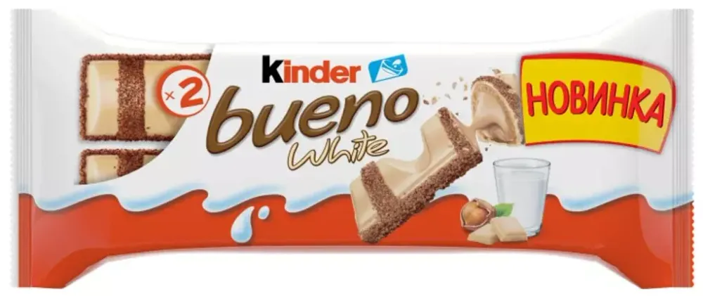 Вафельный батончик Kinder Bueno White, 39 гр