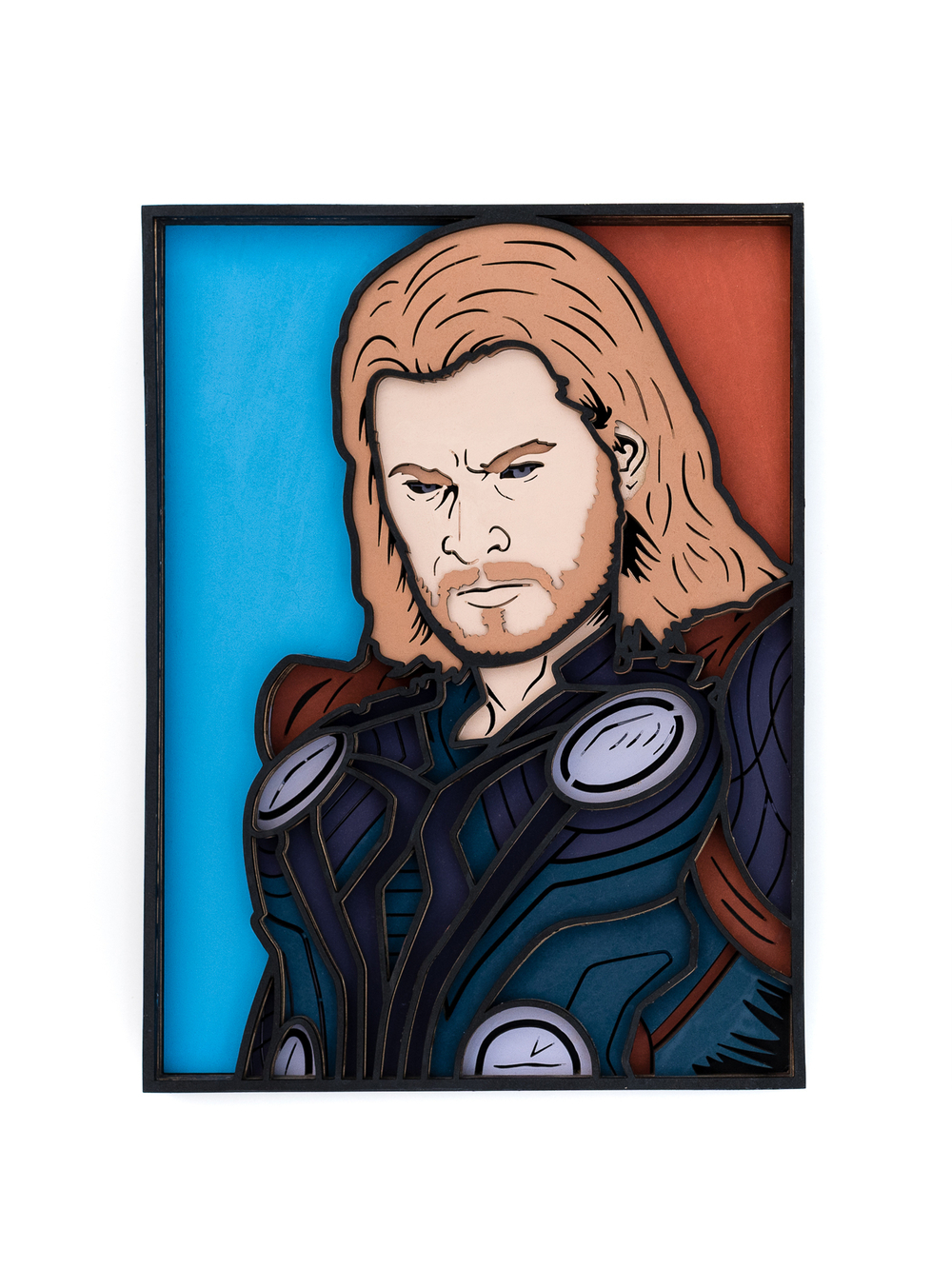 3D картина по номерам из дерева Тор Marvel (Марвел), SamCraft,  подарочный набор для творчества, многослойное панно из дерева для раскрашивания