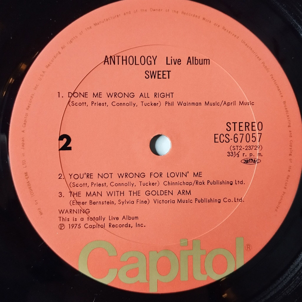 Винтажная виниловая пластинка LP Сборник The Sweet Anthology (Japan 1975) (No Obi) Fox On The Run