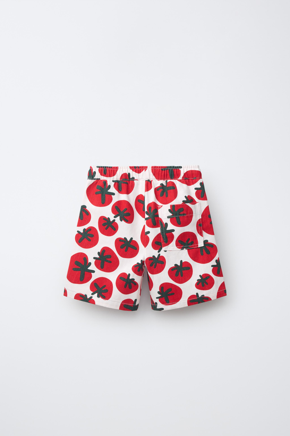 ZARA ШОРТЫ ИЗ САРЖИ С ПРИНТОМ ТОМАТОВ, КРАСНЫЙ