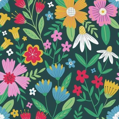 Цветочный узор на темном фоне