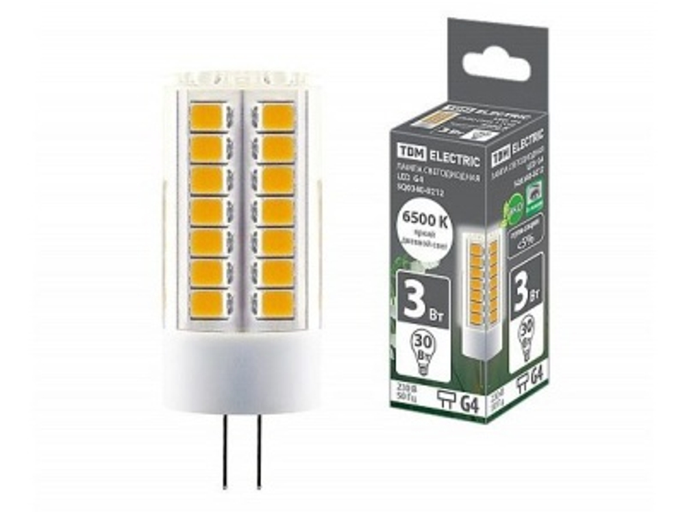 Лампа светодиодная G4 3W 230V 6500К SMD 16*43мм  TDM