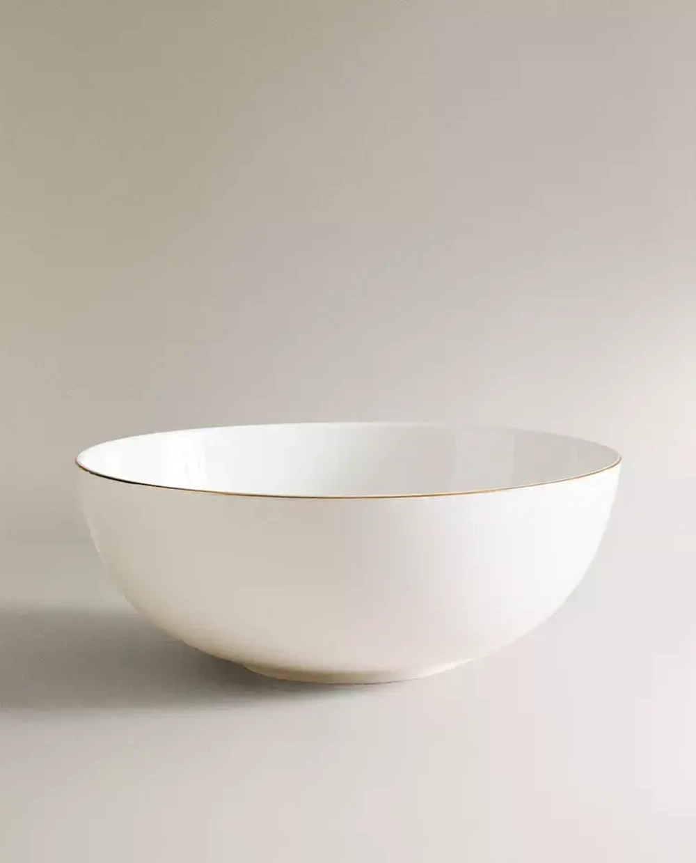ZARA HOME ФАРФОРОВАЯ САЛАТНИЦА С ЗОЛОТЫМ ОБОДКОМ, ЗОЛОТОЙ