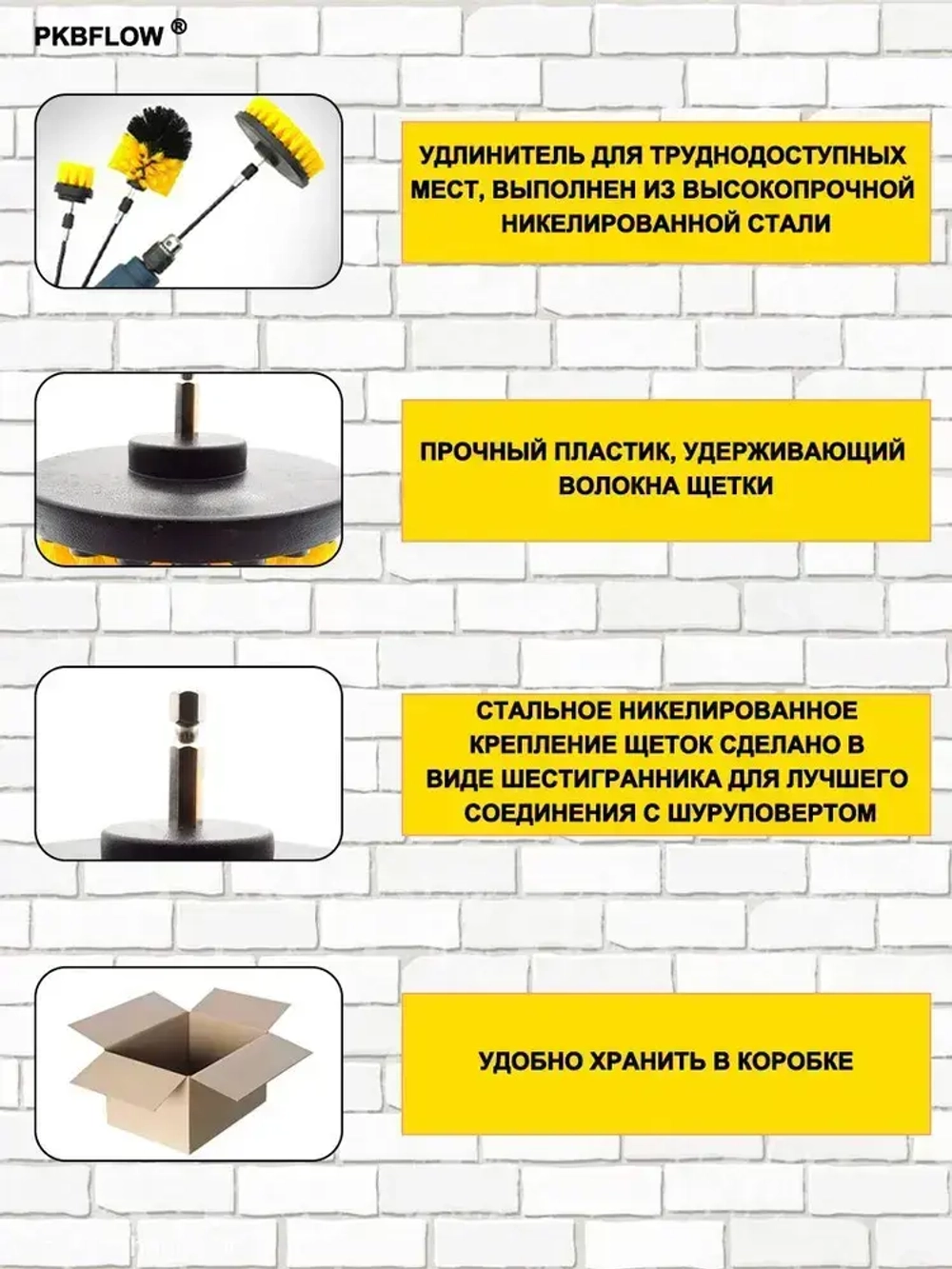 YICITY Набор щеток для химчистки и полировки авто 12 шт профессиональные насадки для дрели/шуруповерта, чистка салона, дисков, кузова (износостойкие, универсальные для авто и дома)