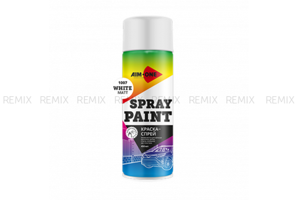 Краска-спрей белая матовая AIM-ONE 450 мл (аэрозоль).Spray paint white matt 450ML SP-MW1007