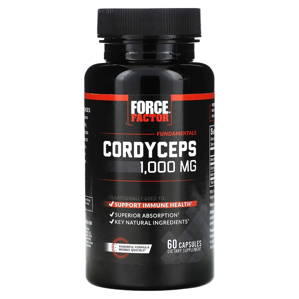 Force Factor, Fundamentals, кордицепс, 60 капсул (500 мг в 1 капсуле)