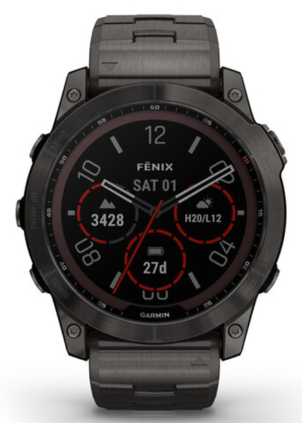 Умные часы Garmin Fenix ​​7X Sapphire Solar Carbon с Титановым ремешком