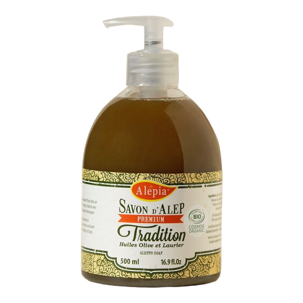 Премиальное жидкое алеппское мыло с маслом лавра 1%, 500 мл (Alepia)