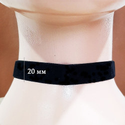 Удлиненный черный велюровый чокер 2см. Длина 35 см