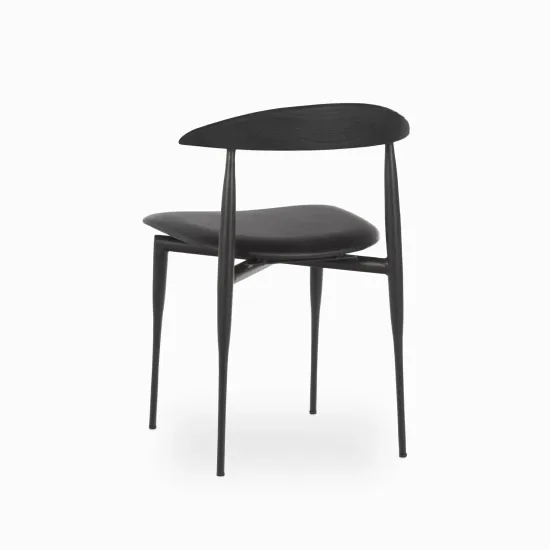 Обеденный стул Wagner черный металлический каркас, черная экокожа, черная деревянная спинка