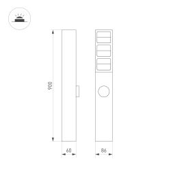 Светильник LGD-TILLIS-BOLL-SOCKET-H900-12W Warm3000 (GR, 92 deg, 230V) (Arlight, IP54 Металл, 3 года) 055038