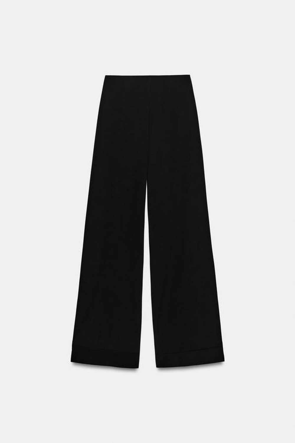 ZARA БРЮКИ ПРЯМОГО КРОЯ ИЗ КРЕПА С РАЗРЕЗАМИ, ЧЕРНЫЙ