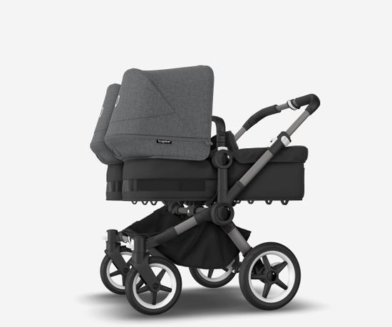 Коляска для двойни 2 в 1 Bugaboo Donkey 5 Twin Grey melange/Midnight black/Graphite