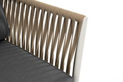 "Касабланка" диван 2-местный плетеный из роупа, каркас алюминий светло-серый (RAL7035) муар, роуп серо-коричневый 23мм, ткань серая 017