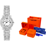 KANGOL Turn Of Fortune Baby"s Breath Quartz Movement Metal Strap Watch Women"s Watch White Dial