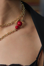 Колье-трансформер мисс Ди золото с красным жемчугом