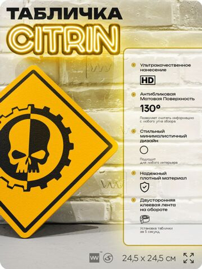 Табличка декоративная "Символ Адептус Механикус, Warhammer" на дверь и стену, прикольная штука в подарок геймеру, декоративный знак, 24,5х24,5 см, Айдентика Технолоджи