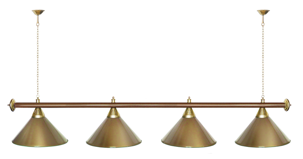 Лампа STARTBILLIARDS 4 пл. (плафоны зеленые,штанга зеленая,фурнитура золото)