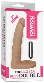 Телесная насадка-вибратор для двойного проникновения - 17 см. (Цвет: телесный)