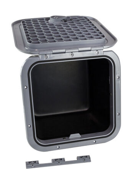 Ящик врезной с крышкой, серый, 374х374х250 мм