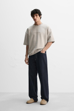 ZARA ТОЛСТОВКА С РЕЛЬЕФНЫМ ПРИНТОМ, СЕРЫЙ