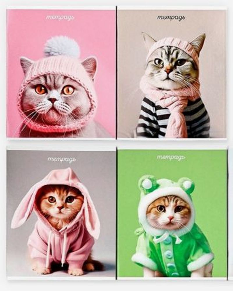 Тетрадь в клетку, "Котики",48 л., А5