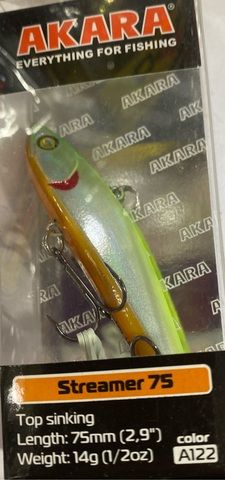 Воблер Akara раттлин Streamer 75 мм 14 гр. (1/2 oz 2,9 in) A122