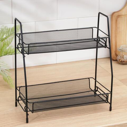 Этажерка 2х-ярусная Доляна, 31×17×32.5 см, чёрная