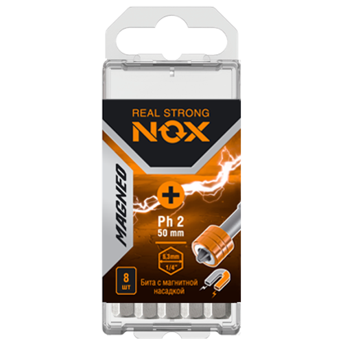 Бита с магн. насадкой E6,3 Ph2-50, 8 шт бокс MAGNEO